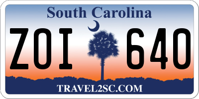 SC license plate ZOI640