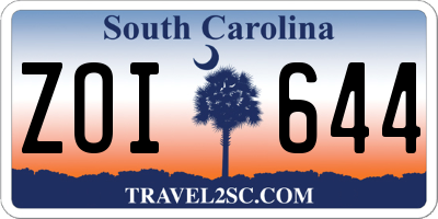 SC license plate ZOI644