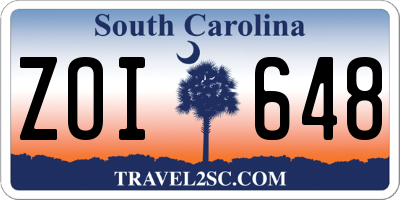 SC license plate ZOI648