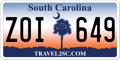 SC license plate ZOI649