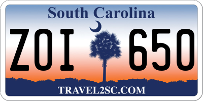 SC license plate ZOI650