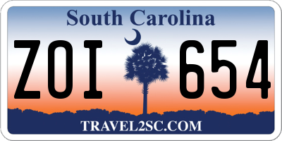 SC license plate ZOI654