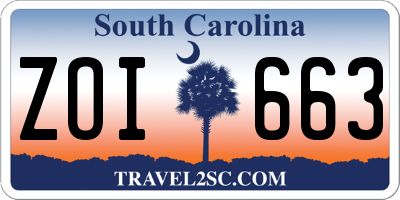SC license plate ZOI663