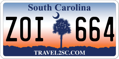 SC license plate ZOI664