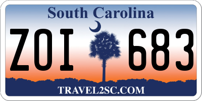 SC license plate ZOI683