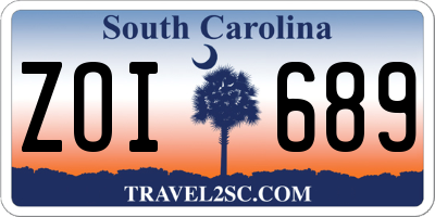 SC license plate ZOI689
