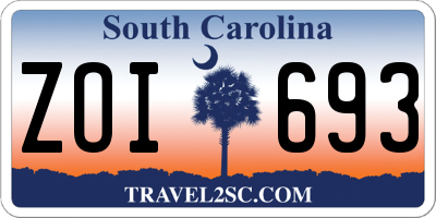 SC license plate ZOI693