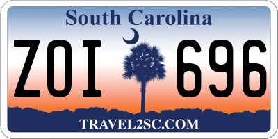 SC license plate ZOI696