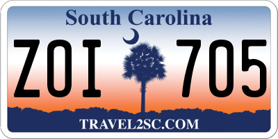 SC license plate ZOI705