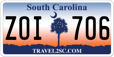 SC license plate ZOI706
