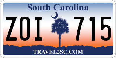 SC license plate ZOI715