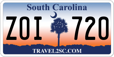 SC license plate ZOI720