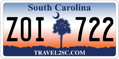 SC license plate ZOI722