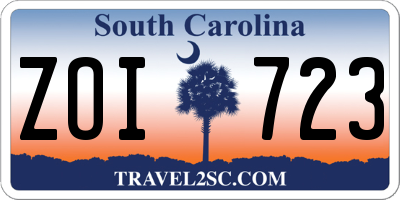 SC license plate ZOI723