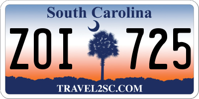 SC license plate ZOI725