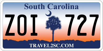 SC license plate ZOI727
