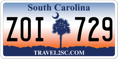 SC license plate ZOI729