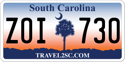SC license plate ZOI730