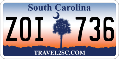 SC license plate ZOI736
