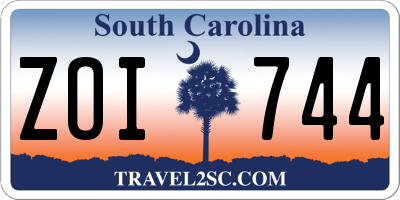SC license plate ZOI744