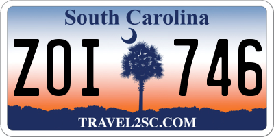SC license plate ZOI746