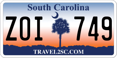SC license plate ZOI749