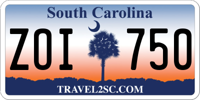 SC license plate ZOI750