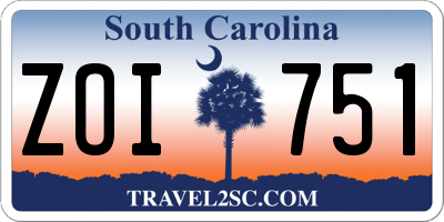SC license plate ZOI751
