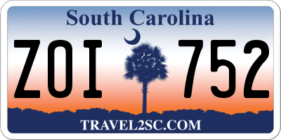 SC license plate ZOI752