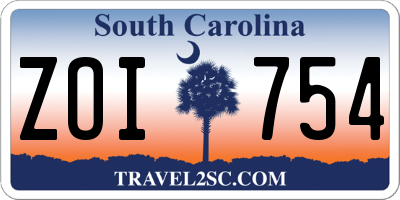 SC license plate ZOI754
