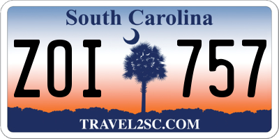 SC license plate ZOI757