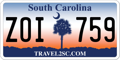 SC license plate ZOI759