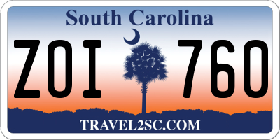 SC license plate ZOI760