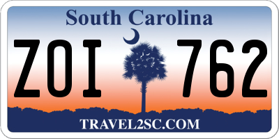 SC license plate ZOI762