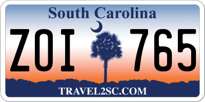 SC license plate ZOI765