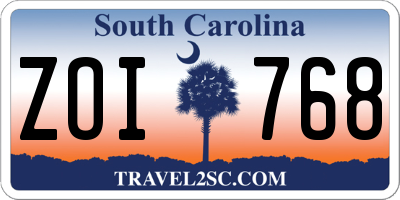 SC license plate ZOI768
