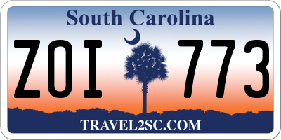 SC license plate ZOI773