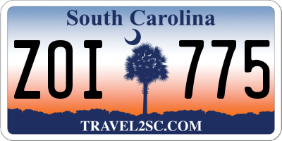 SC license plate ZOI775