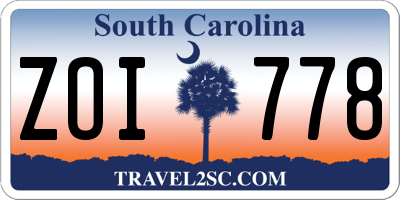 SC license plate ZOI778