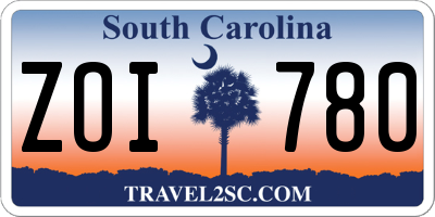 SC license plate ZOI780