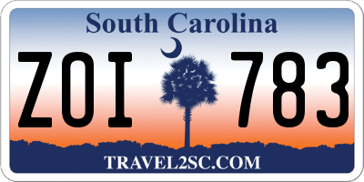 SC license plate ZOI783