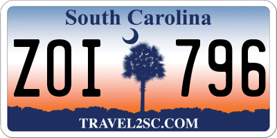 SC license plate ZOI796