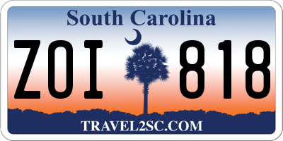 SC license plate ZOI818