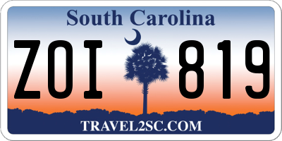 SC license plate ZOI819