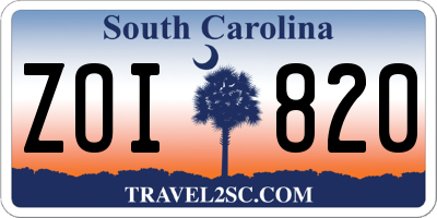 SC license plate ZOI820