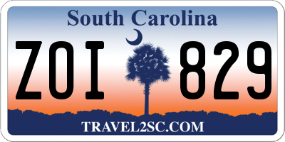 SC license plate ZOI829