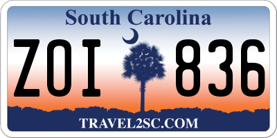 SC license plate ZOI836