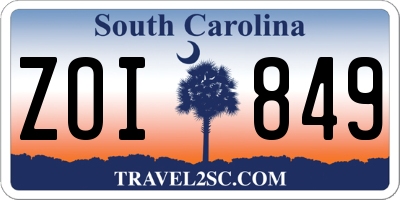 SC license plate ZOI849