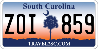 SC license plate ZOI859