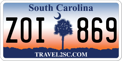 SC license plate ZOI869